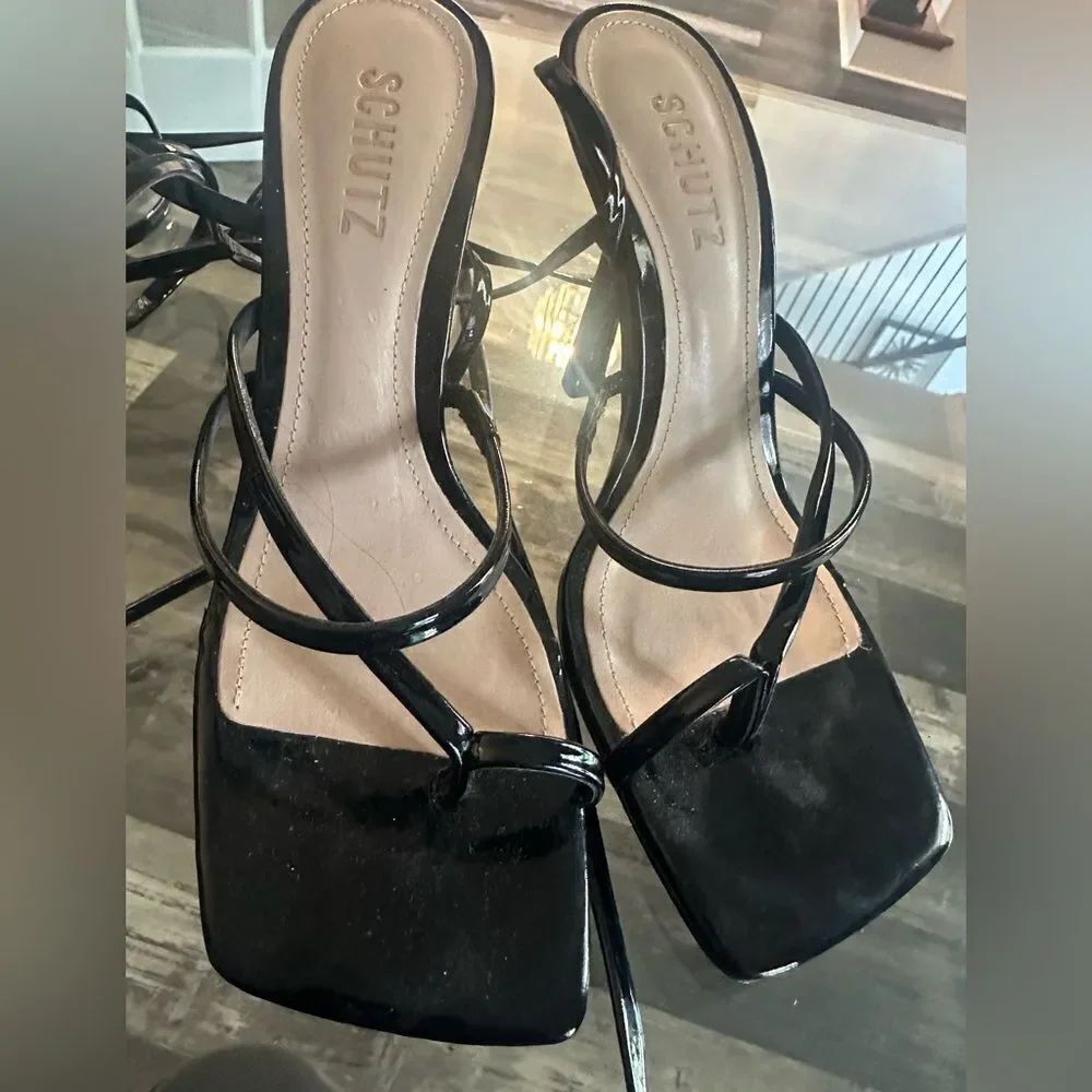 Schutz Black Strappy Women's Sandals